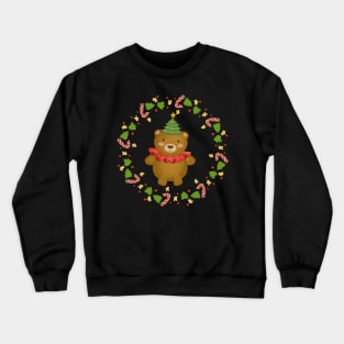 Christmas Teddy Bear Wreath Crewneck Sweatshirt